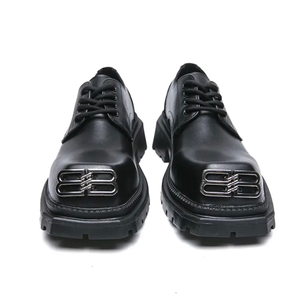 New Black balenciaga Men Shoes Round Toe Solid Lace-up Size 10 Free Shipping.